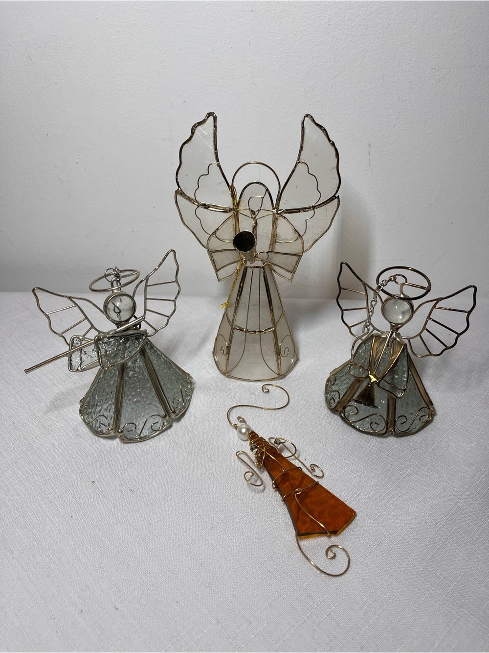 Glass & Metal Angel Ornament Set